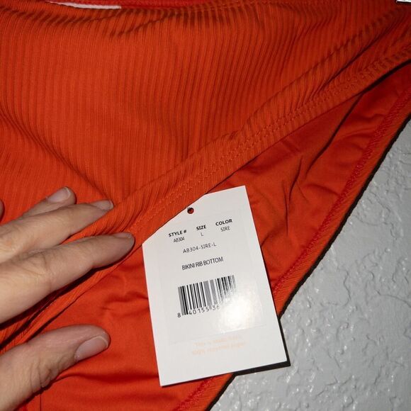 NWT Andie Siren Orange Bikini Rib Bottom Size Large - Picture 3 of 4